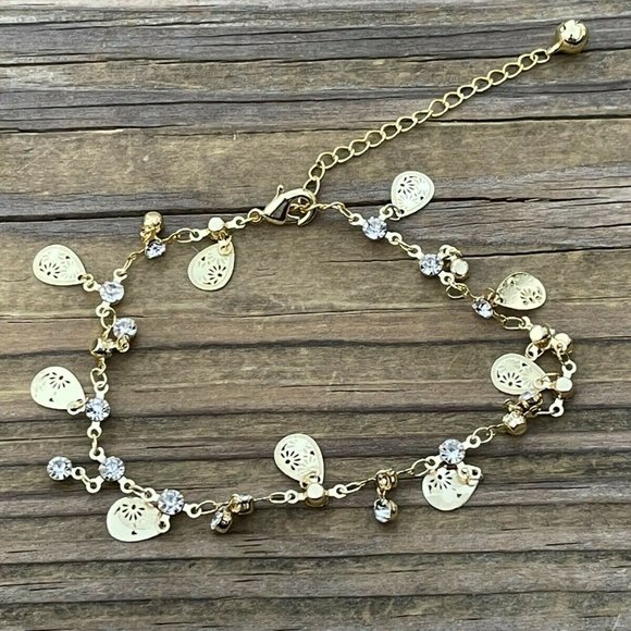 Women Anklet Gold Tone Fashion Jewelry Crystals Accent Fashion Bracelet - Picture 3 of 11